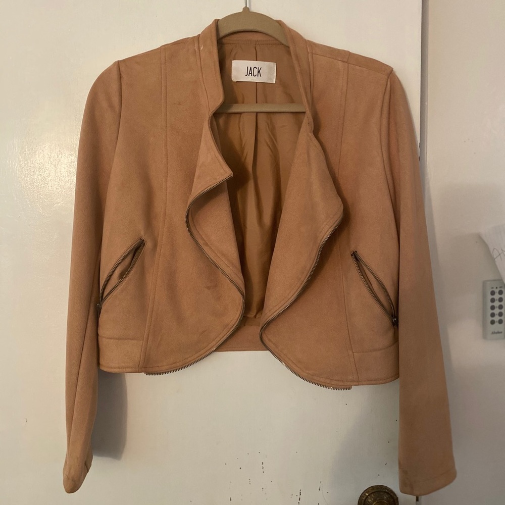 Cropped Faux Suede Moto Jacket